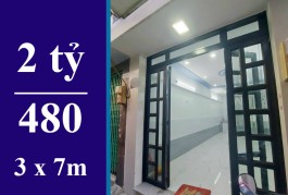 BÁN NHÀ HẺM TRẦN XUÂN SOẠN, TÂN HƯNG, QUẬN 7. DT: 3 X 7M, SHR. GIÁ 2 TỶ 480